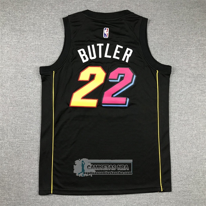Camiseta Nino Miami Heat Jimmy Butler NO 22 2021-22 Ciudad Negro